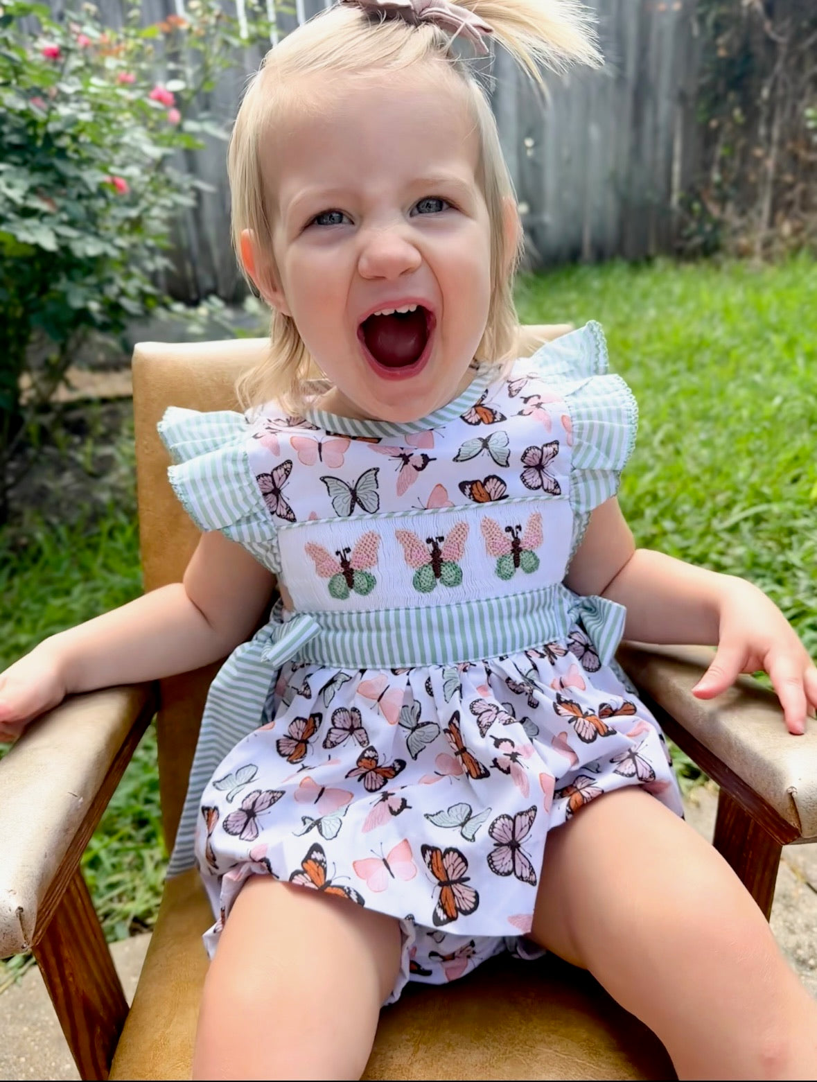 Butterfly Smocked Diaper Set