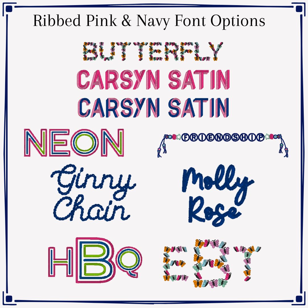 Navy & Pink Ribbed Short Set