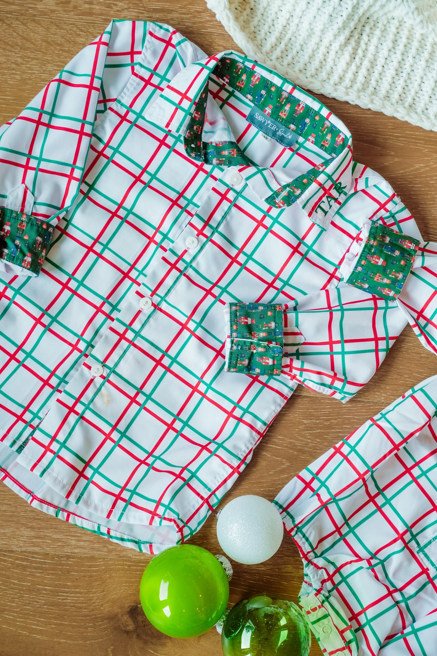White Plaid Nutcracker Button-Down Shirt