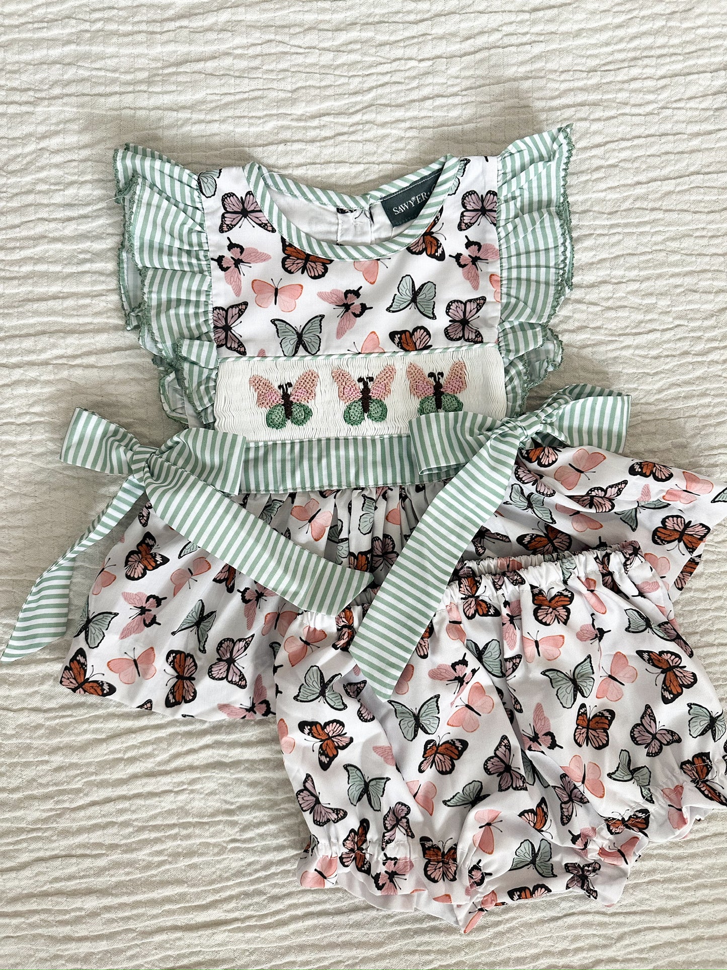 Butterfly Smocked Diaper Set