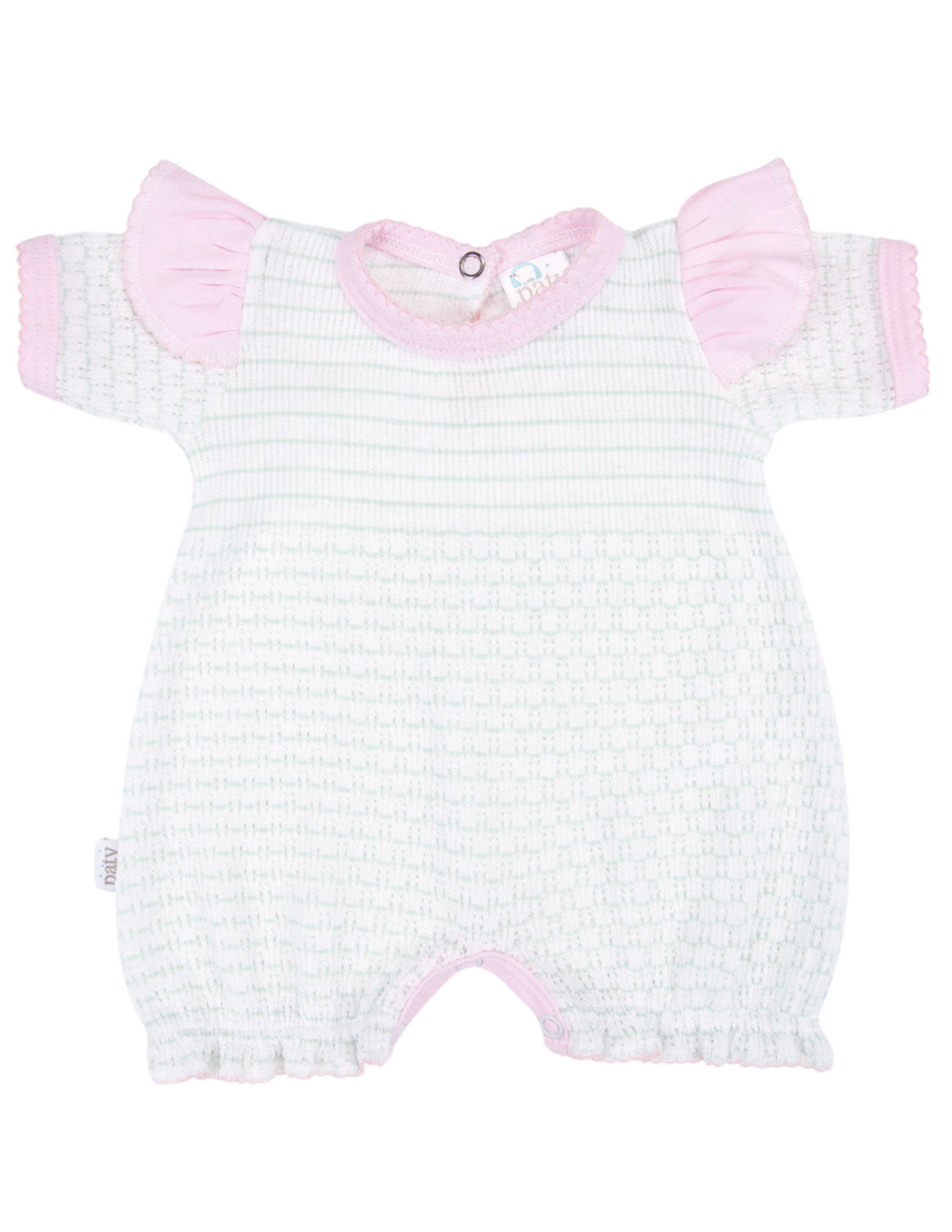 Paty Inc Mint & Pink Ruffle Pinstripe Bubble