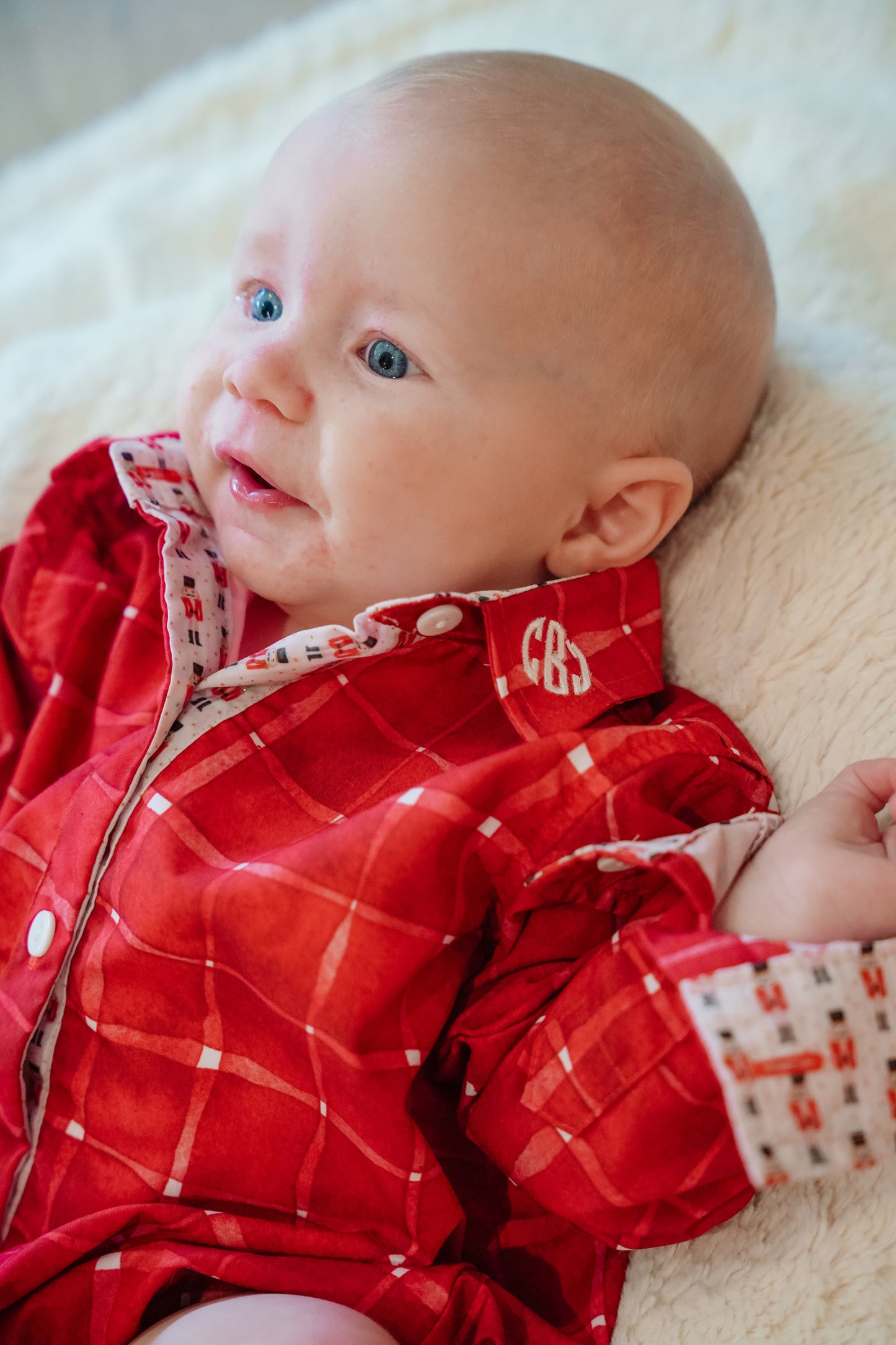 Red Plaid Nutcracker Button-Down Bubble