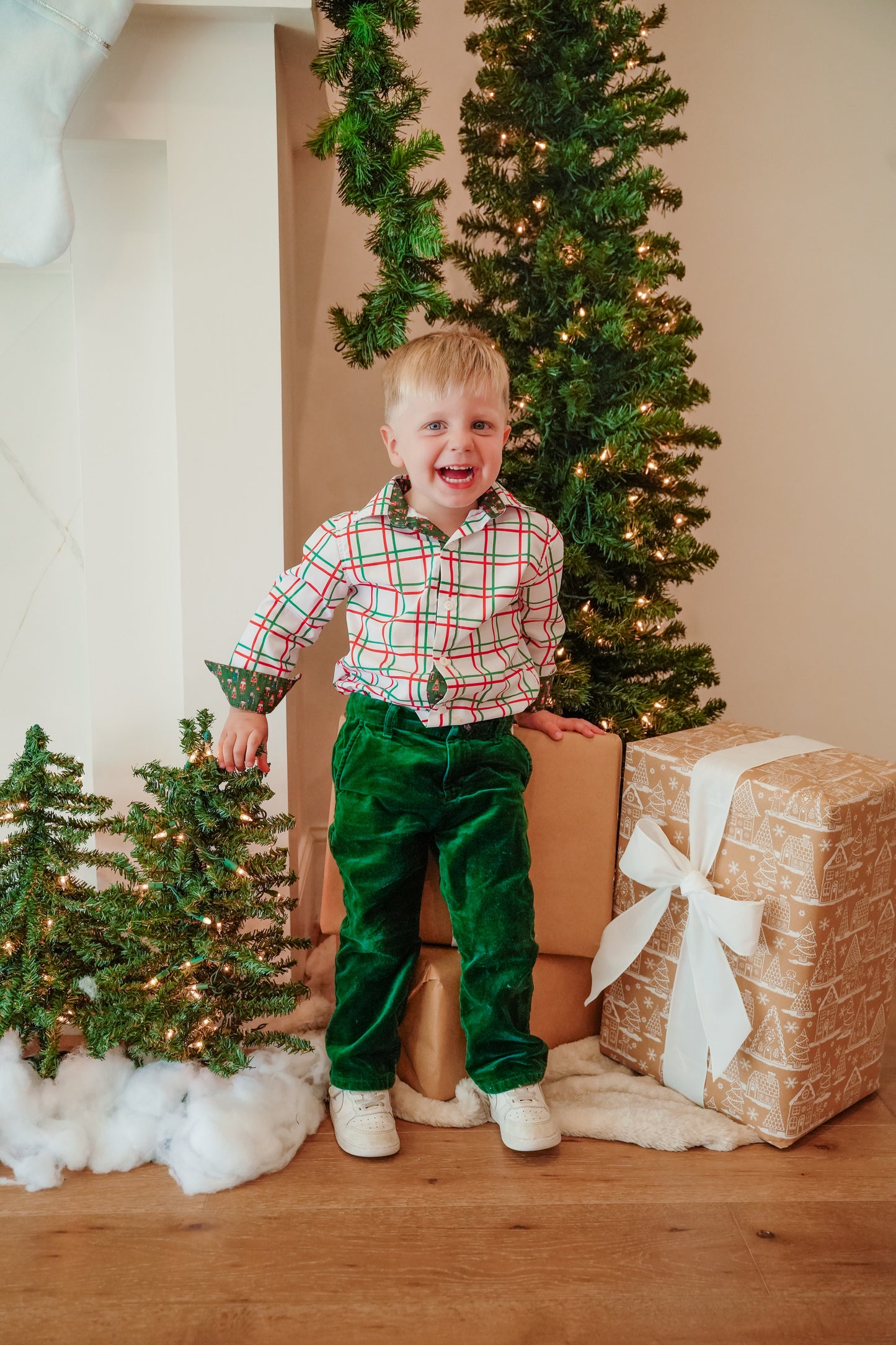 White Plaid Nutcracker Button-Down Shirt