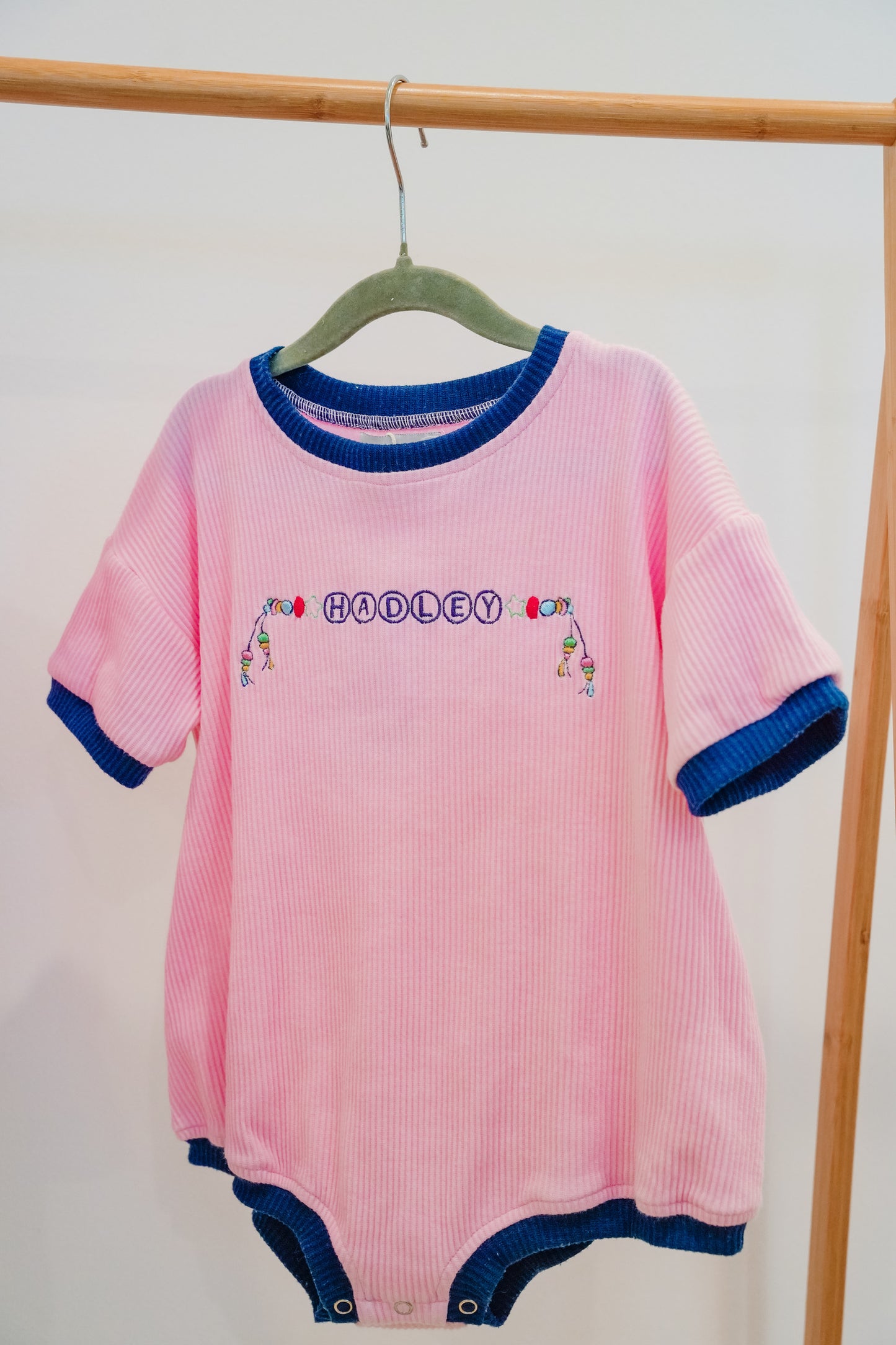 Navy & Pink Ribbed Bubble
