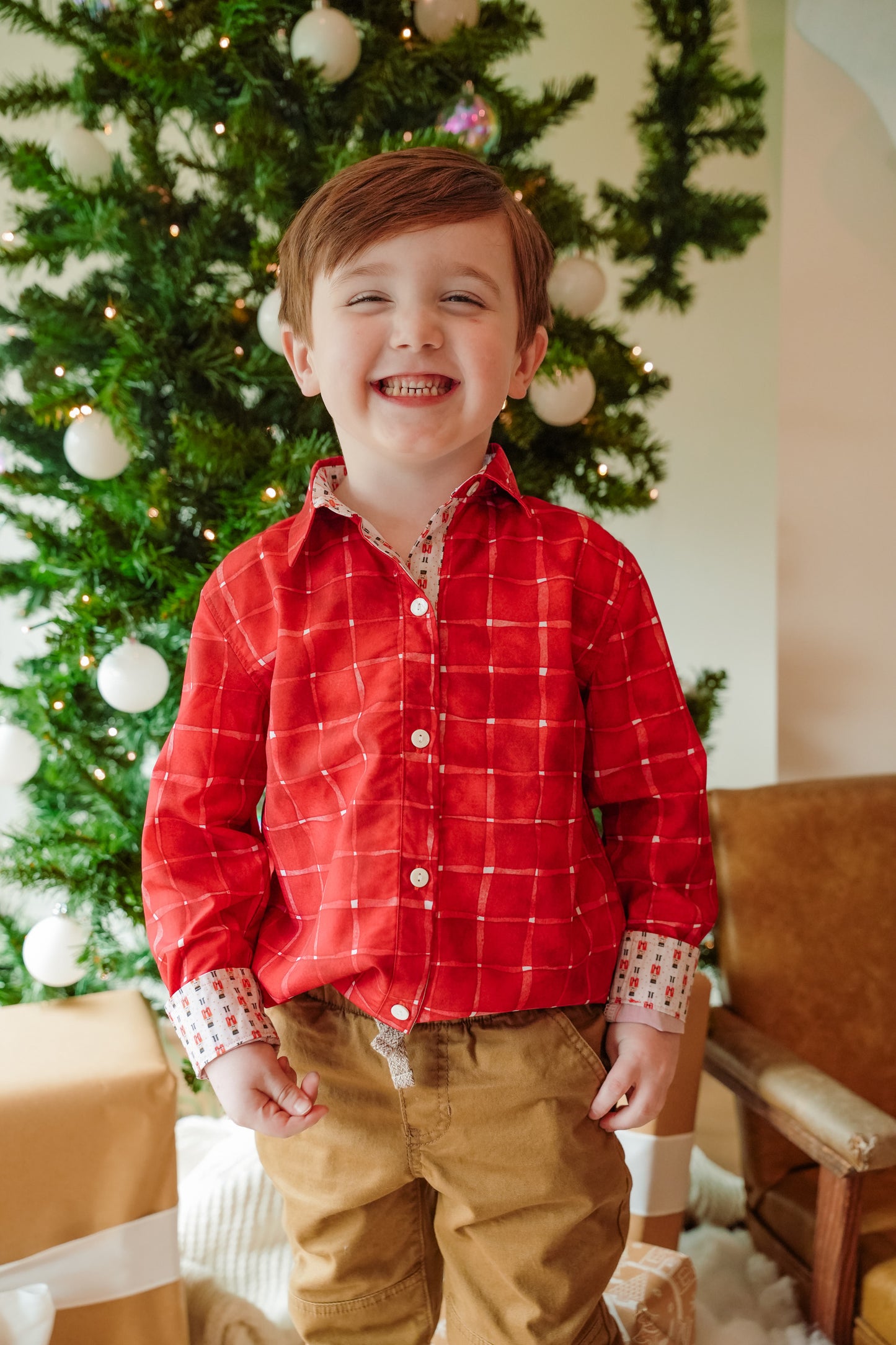 Red Plaid Nutcracker Button-Down Shirt