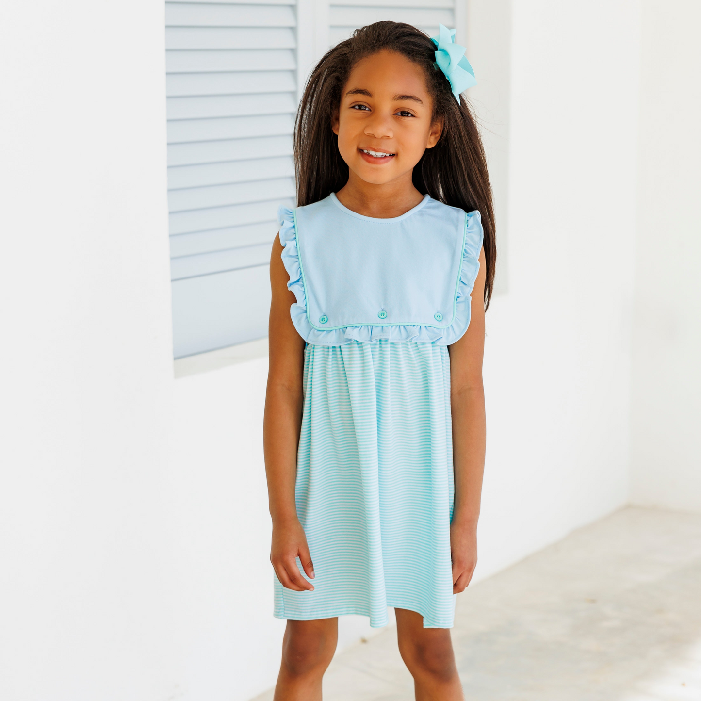 Mint Stripe & Blue Amelia Dress