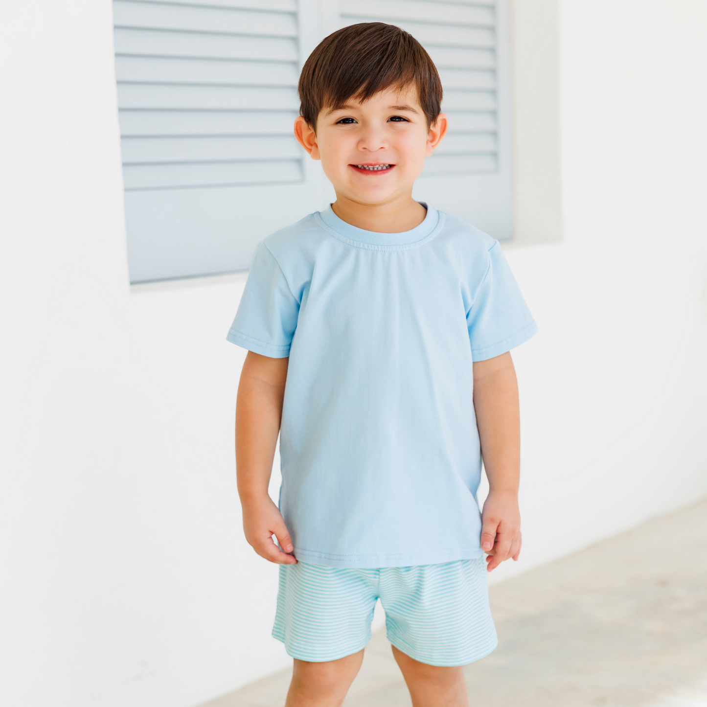 Mint Stripe & Blue Drew Short Set