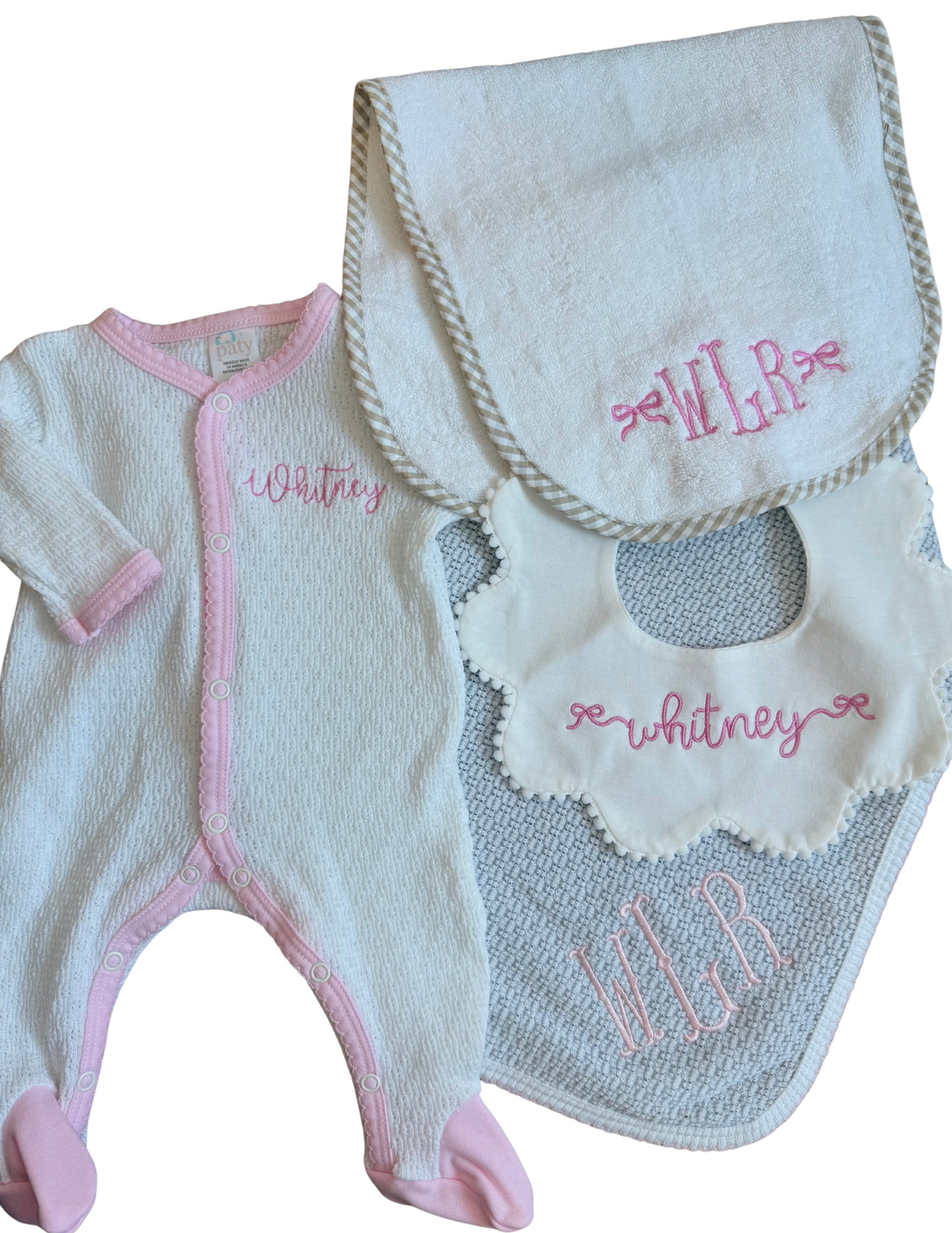 Paty Inc Gray Swaddle Blanket with Pink Trim