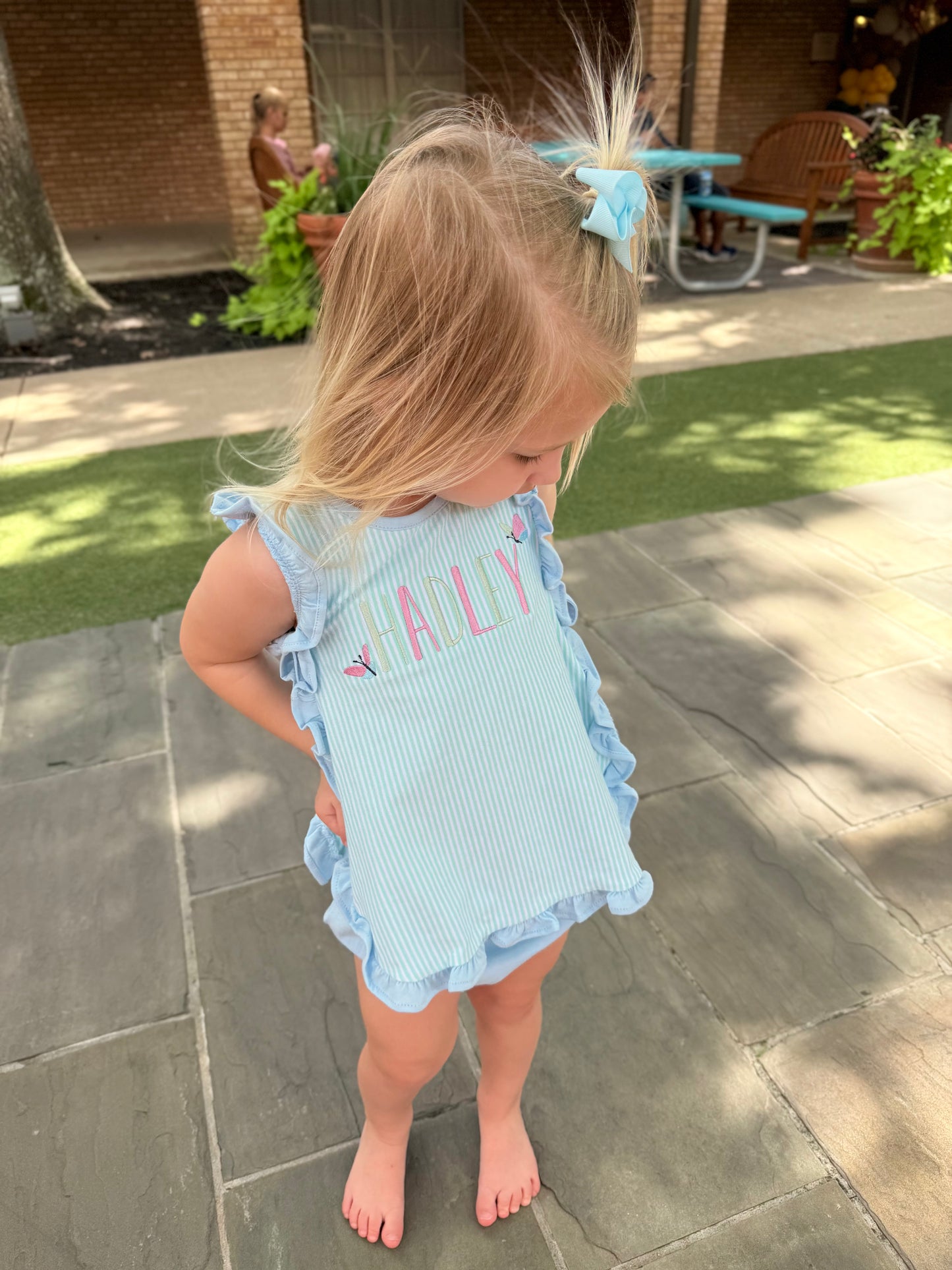 Mint Stripe & Blue Lou Lou Diaper Set