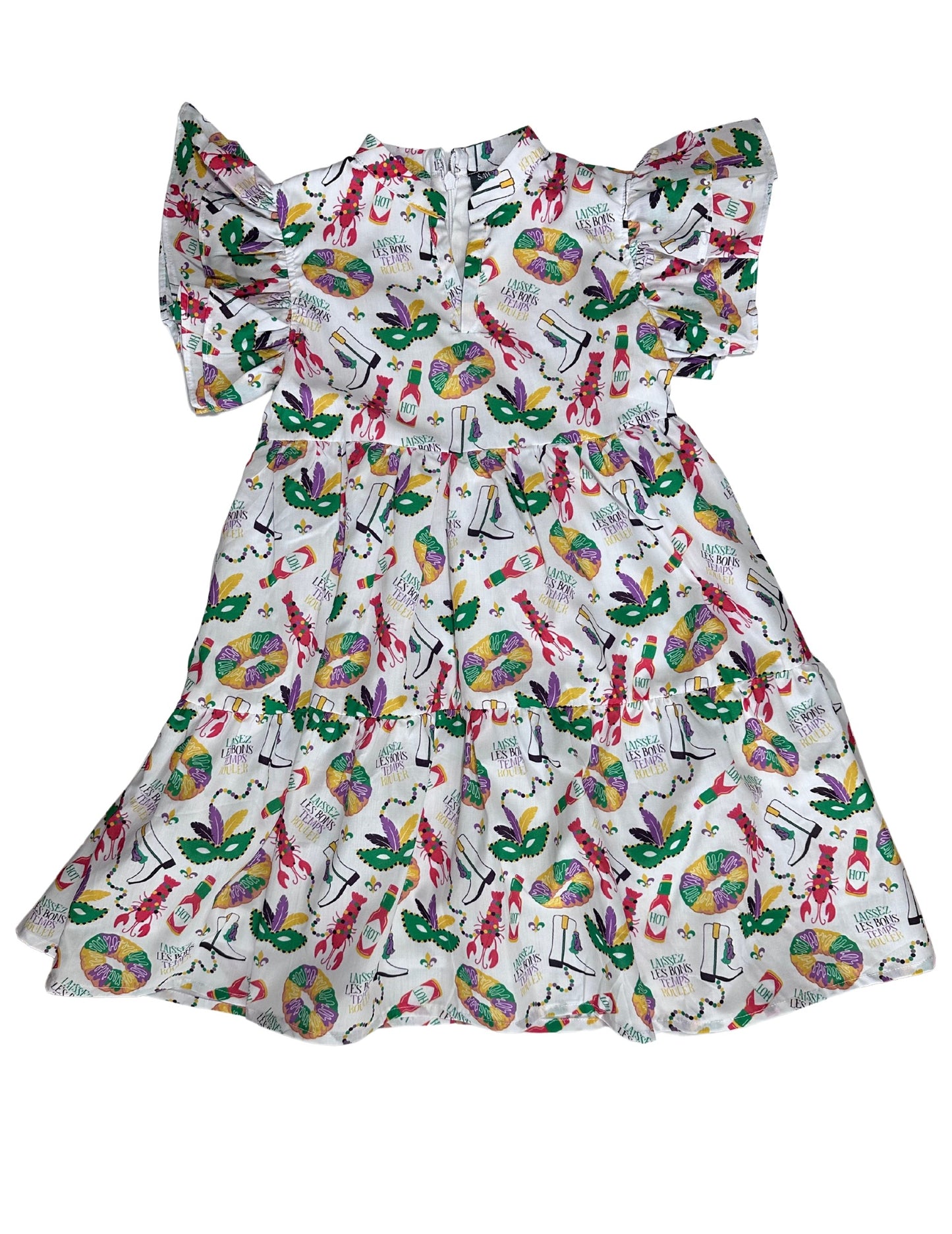 SS X Hemline Mardi Gras V-Neck Dress