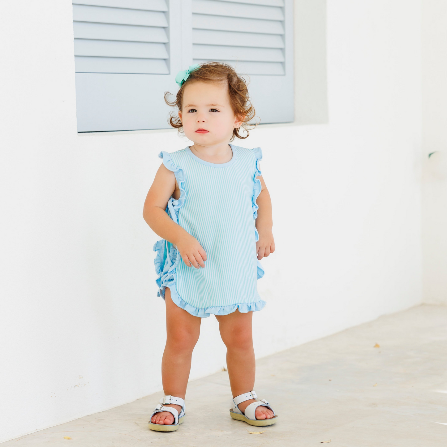 Mint Stripe & Blue Lou Lou Diaper Set