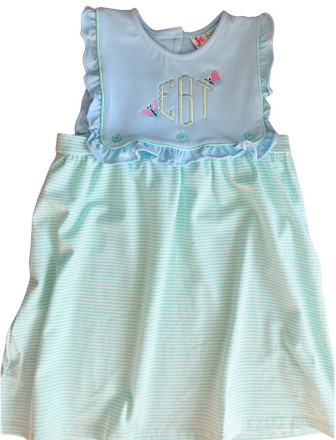 Mint Stripe & Blue Amelia Dress