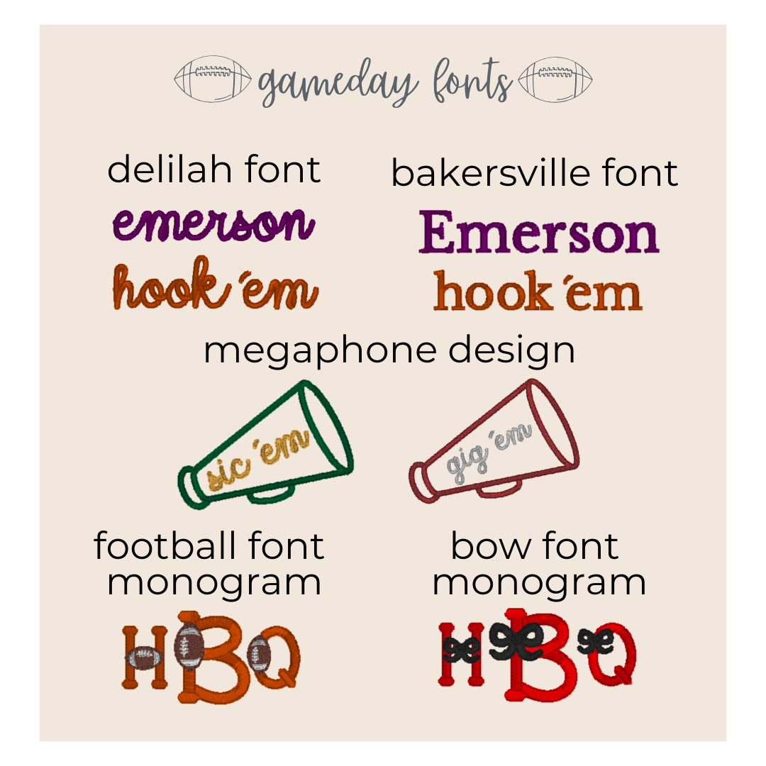 Collection of different fonts and designs on a beige background with football-themed elements.