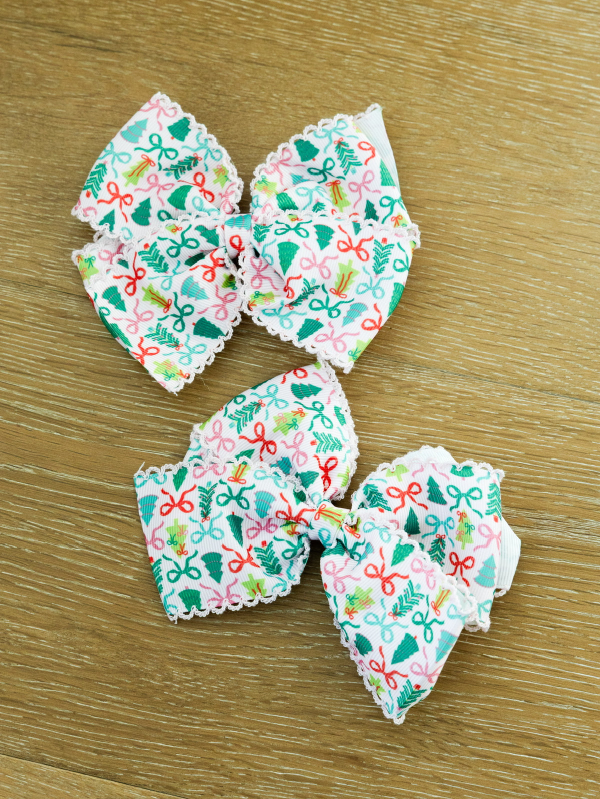 Pink Christmas Small Hair Bow | Girls Christmas Hair Bow