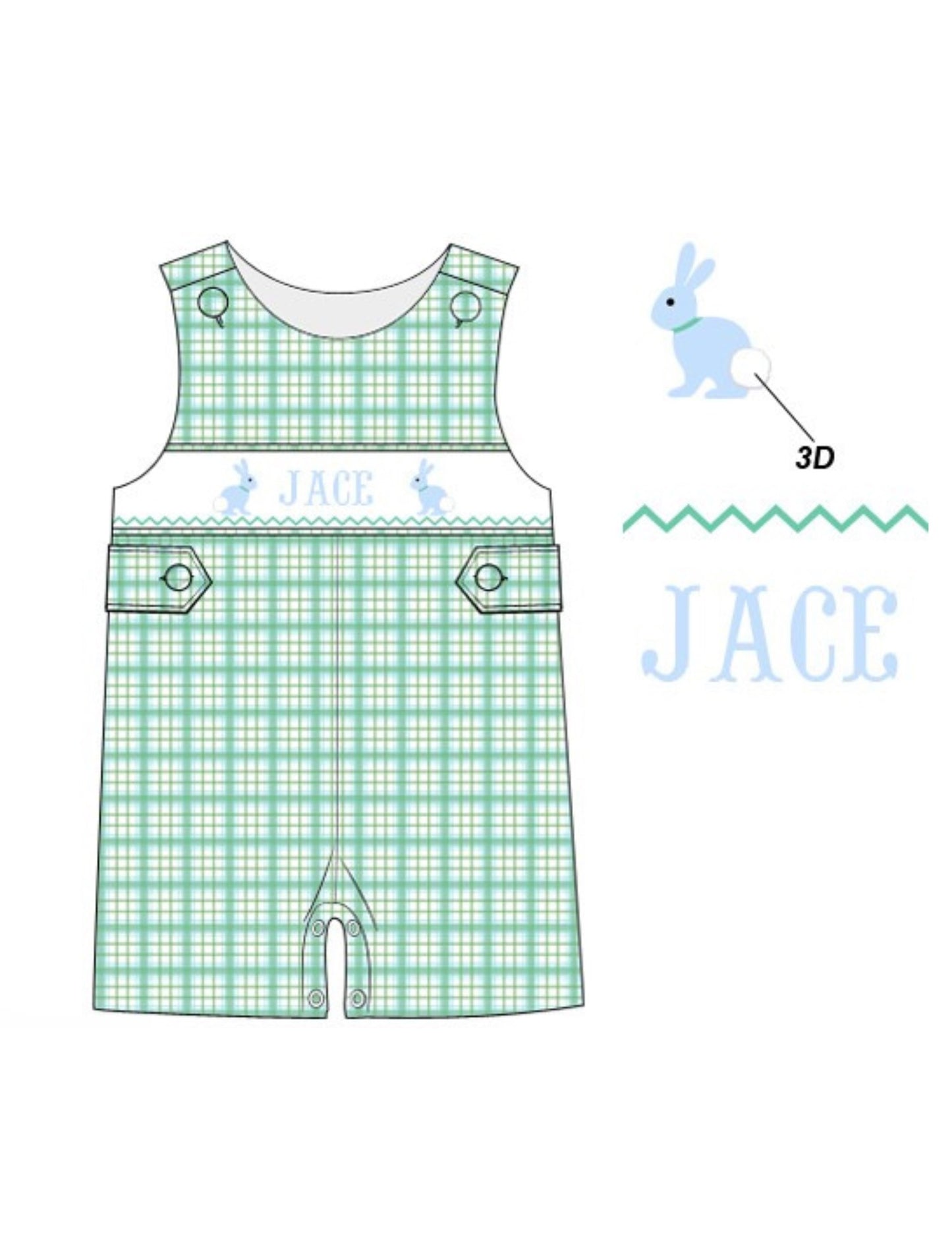 PREORDER - Hand Smocked Custom Name Easter Jon Jon