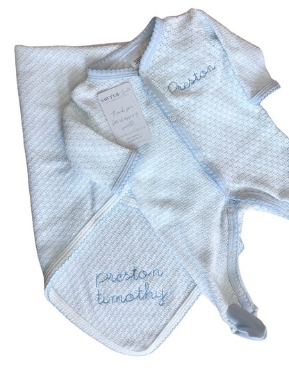 Paty Inc Blue Swaddle Blanket with Blue Trim