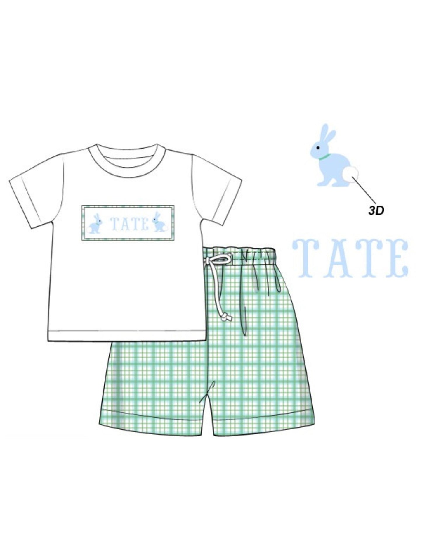 PREORDER - Hand Smocked Custom Name Easter Short Set