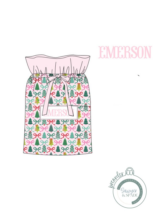 PREORDER Custom Pink Christmas Tree Gift Bag