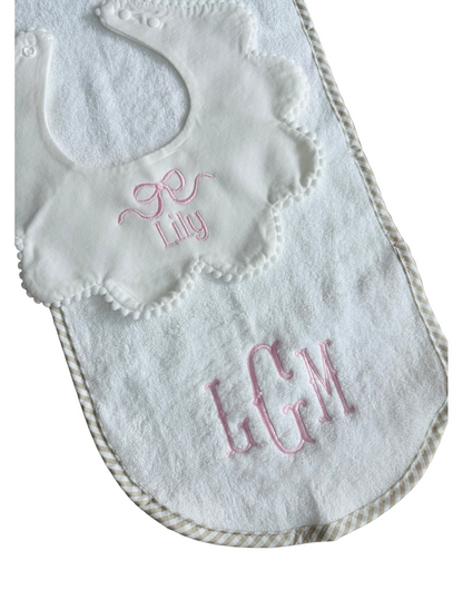 Gingham Trim Burp Cloth