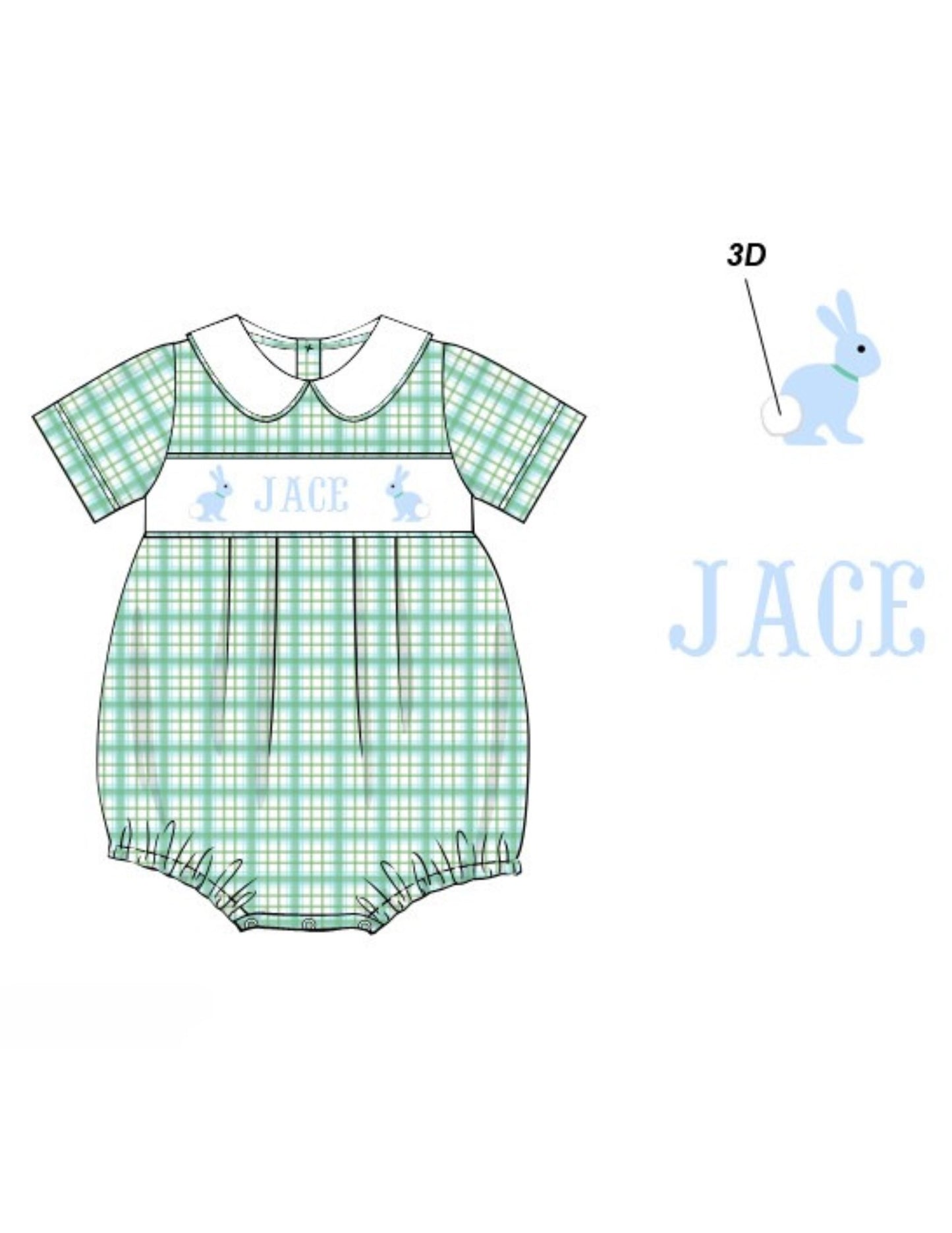 PREORDER - Hand Smocked Custom Name Plaid Bubble