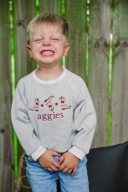 Gray Waffle Sweatshirt | Personalized Kids Sweatshirt
