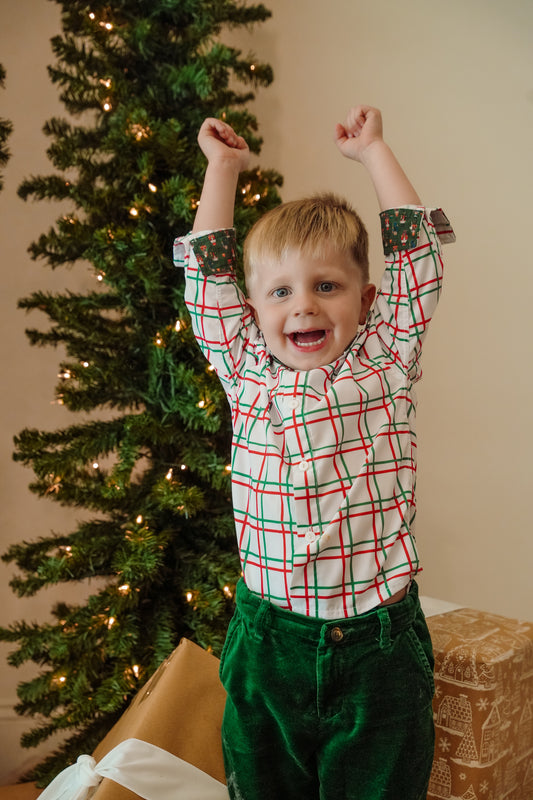 White Plaid Nutcracker Button-Down Shirt