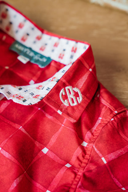 Red Plaid Nutcracker Button-Down Bubble