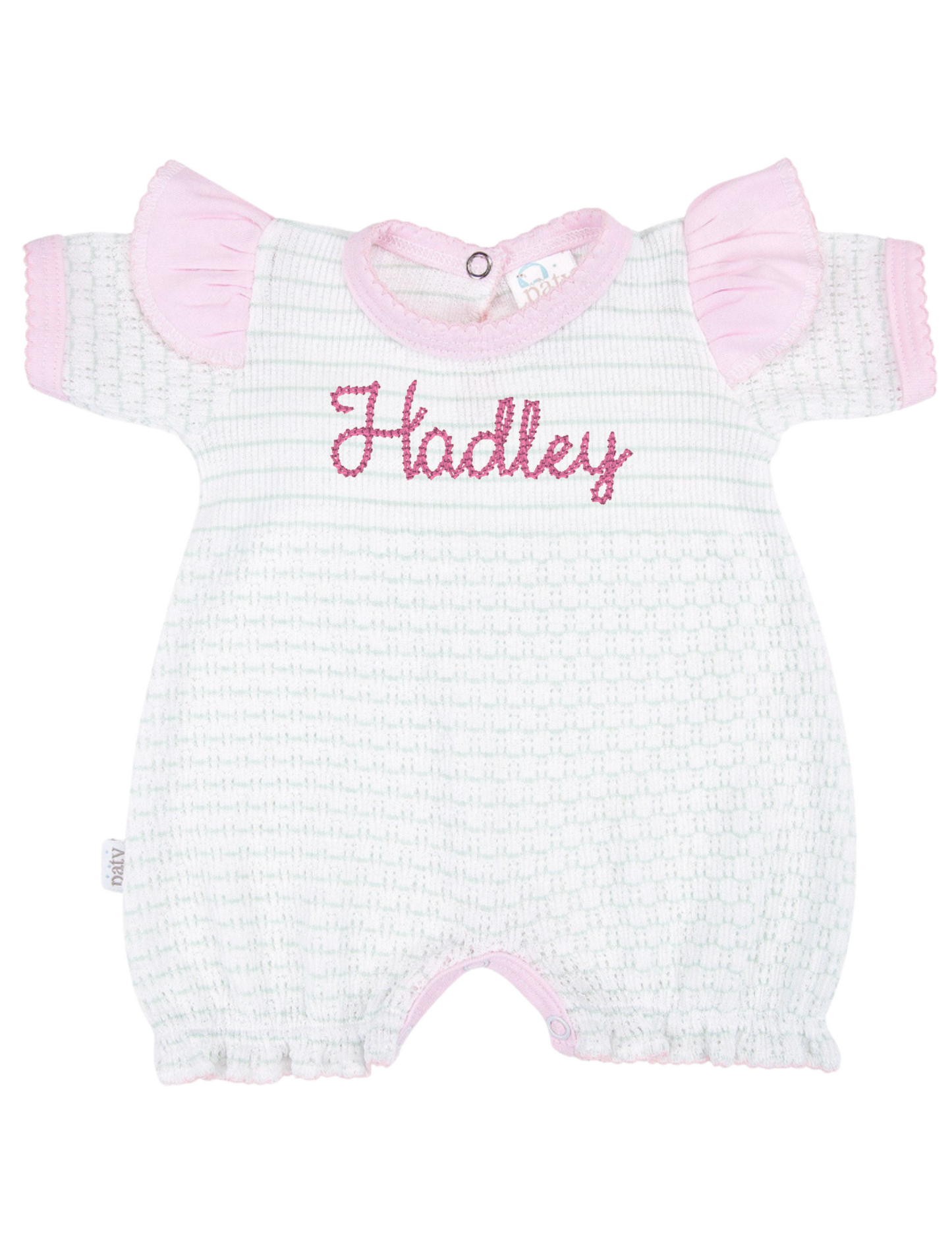 Paty Inc Mint & Pink Ruffle Pinstripe Bubble