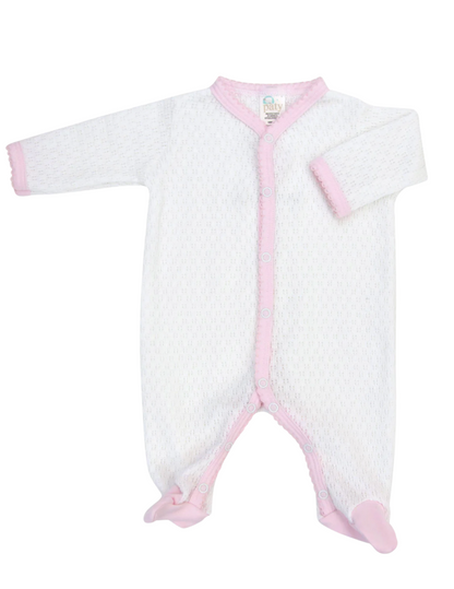 Paty Knit Footie with Pink Pima Trim