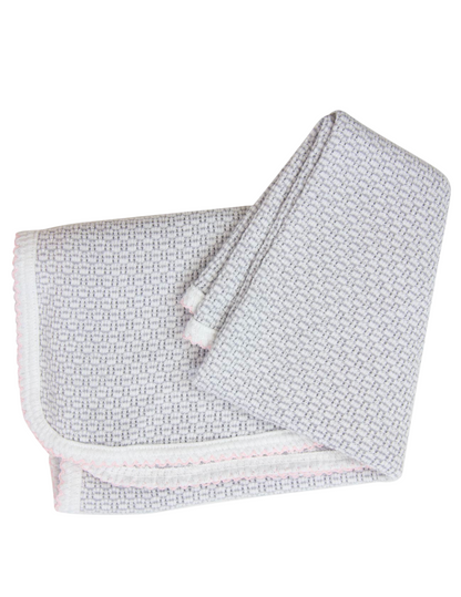 Paty Inc Gray Swaddle Blanket with Pink Trim