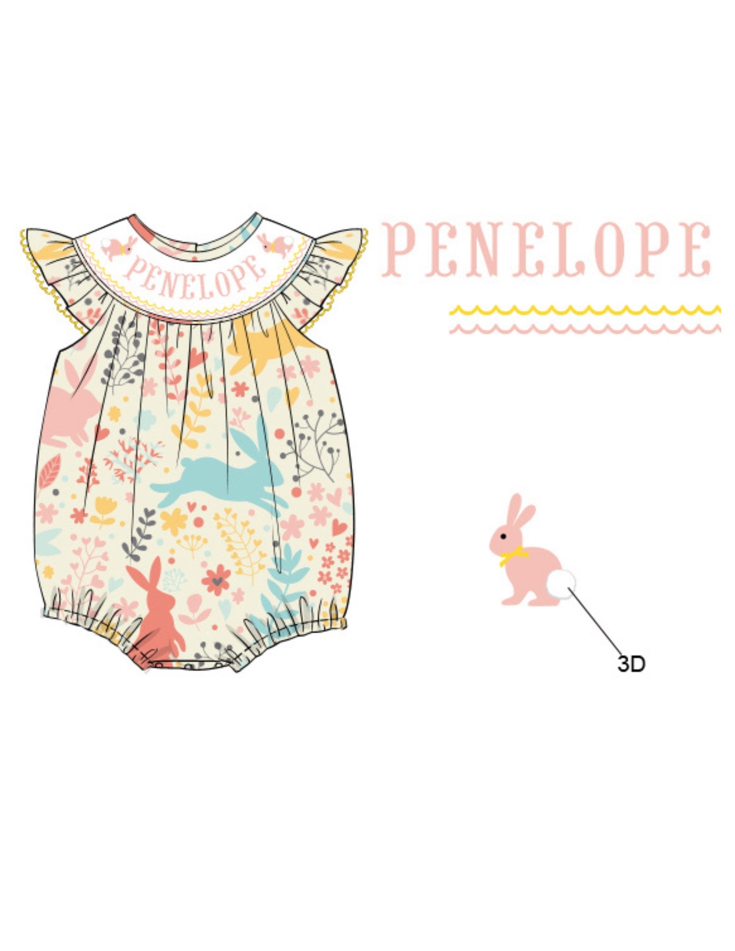 PREORDER - Hand Smocked Custom Name Easter Bubble