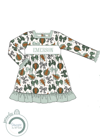 PREORDER Custom Smocked Gingerbread & Bows Nightgown