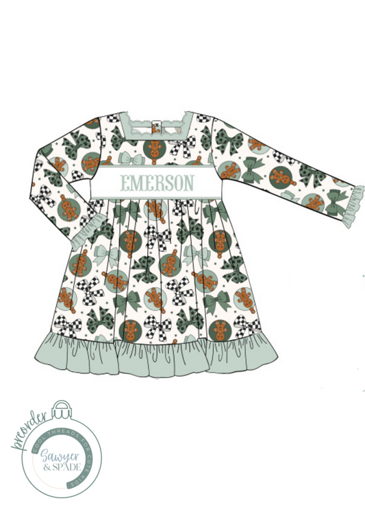 PREORDER Custom Smocked Gingerbread & Bows Nightgown