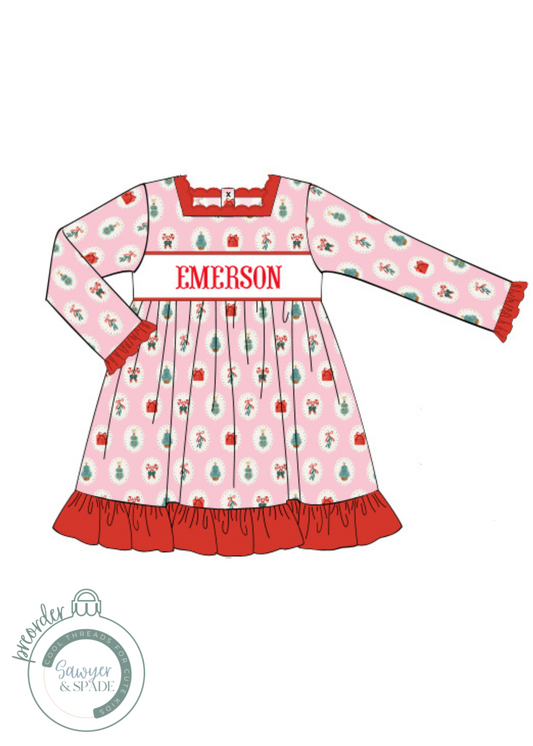 PREORDER Custom Smocked Pink Christmas Nightgown