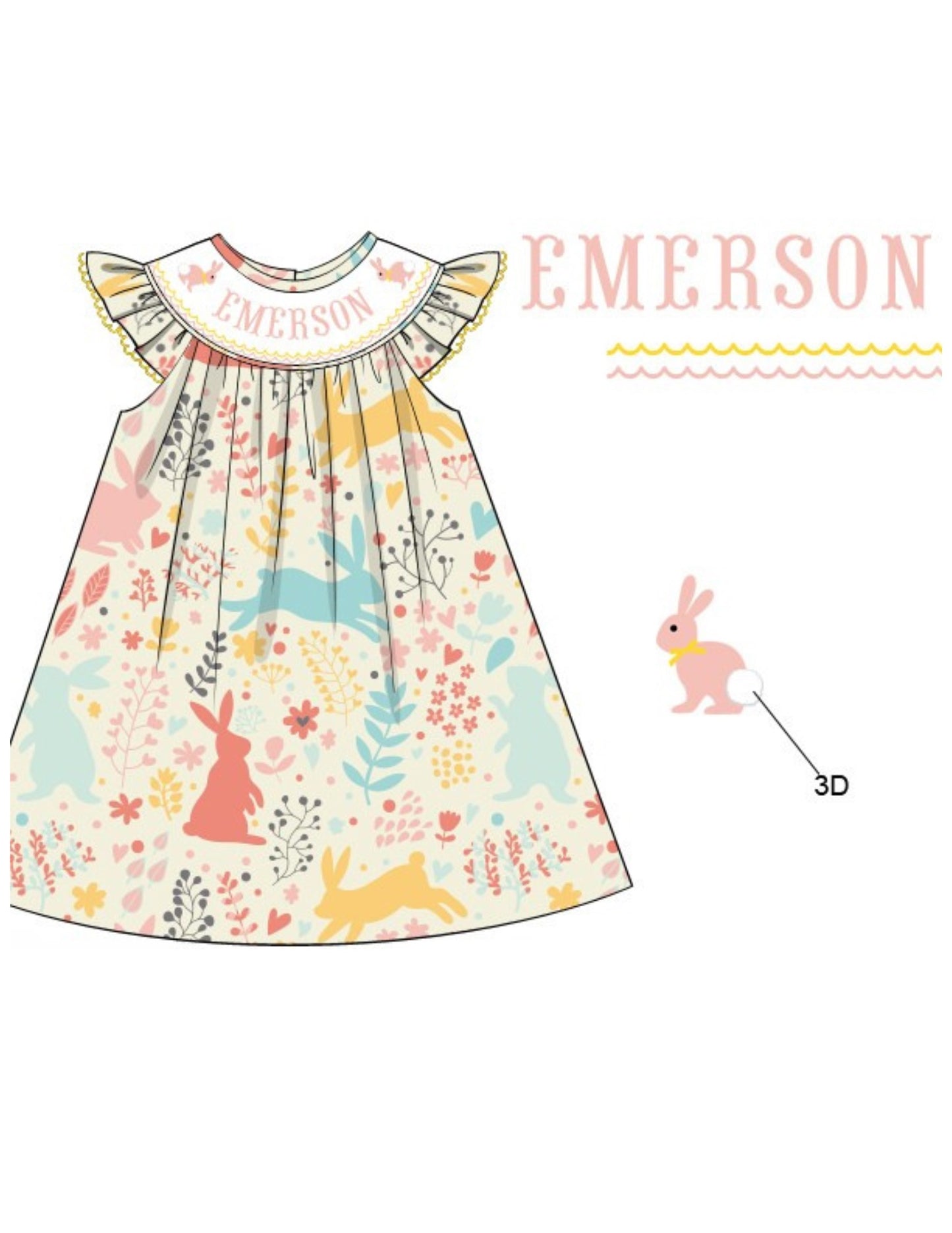 PREORDER - Hand Smocked Custom Name Easter Dress