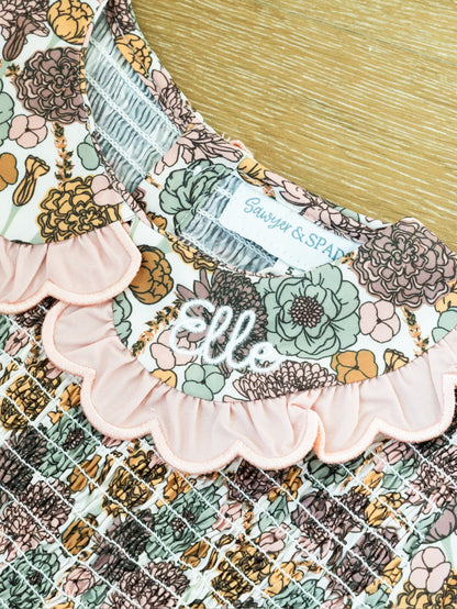 Autumn Bloom Skirt Set | Girls Fall Floral Smocked Skirt Set