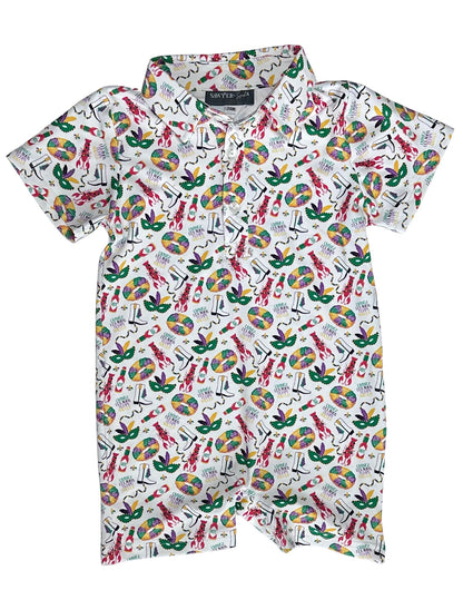 SS X Hemline Mardi Gras Polo Romper