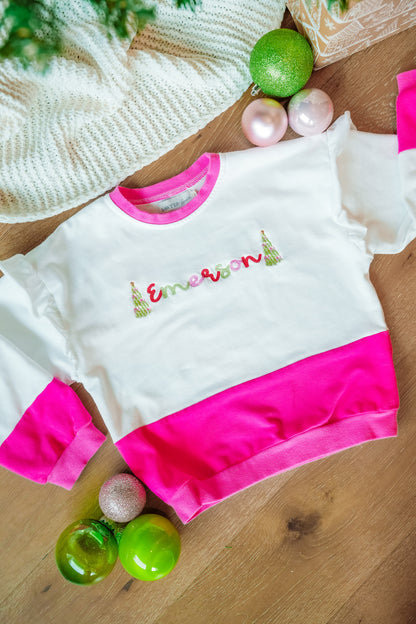 Pink Ruffle Oversized Sweatshirt