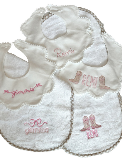 Gingham Trim Burp Cloth