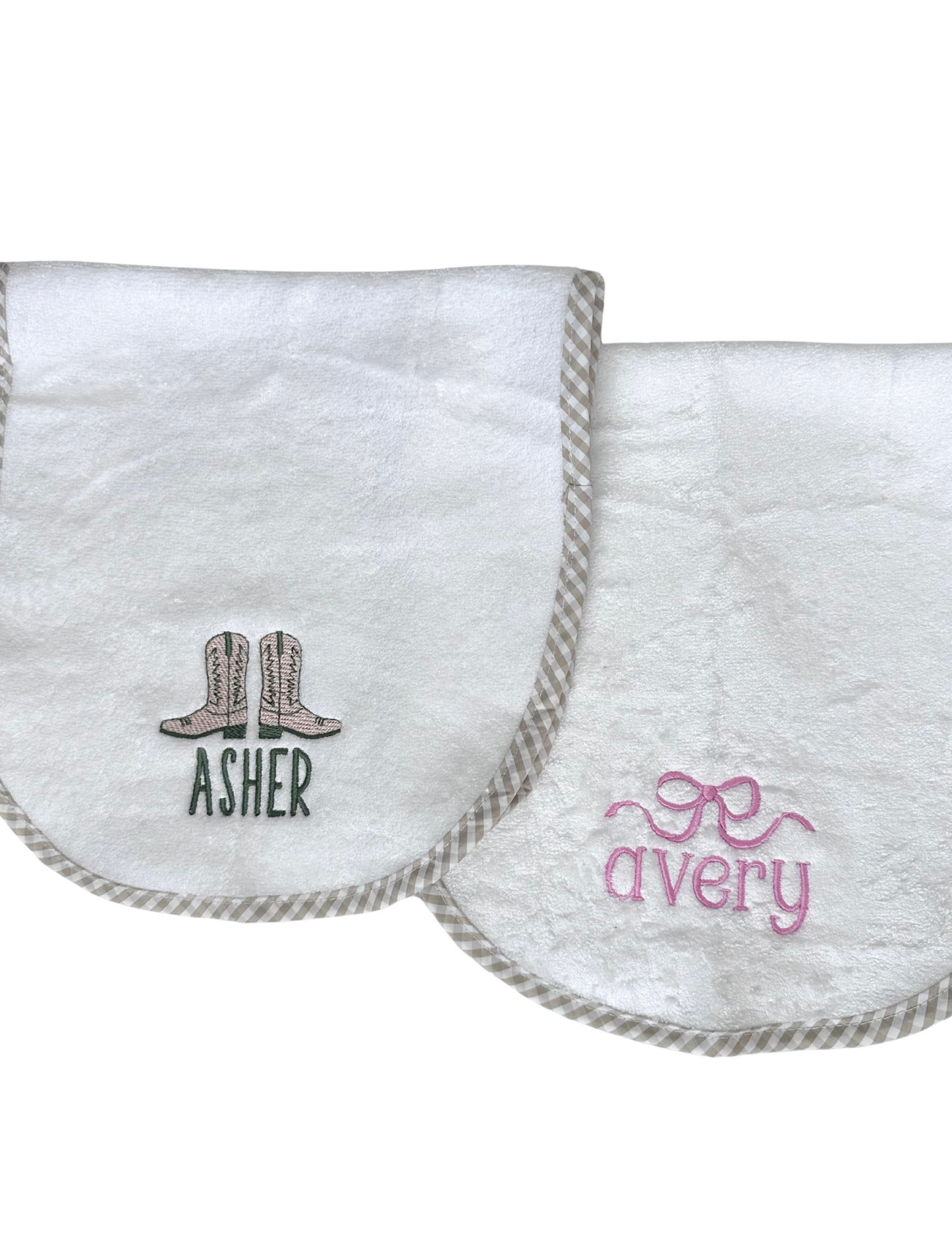 Gingham Trim Burp Cloth