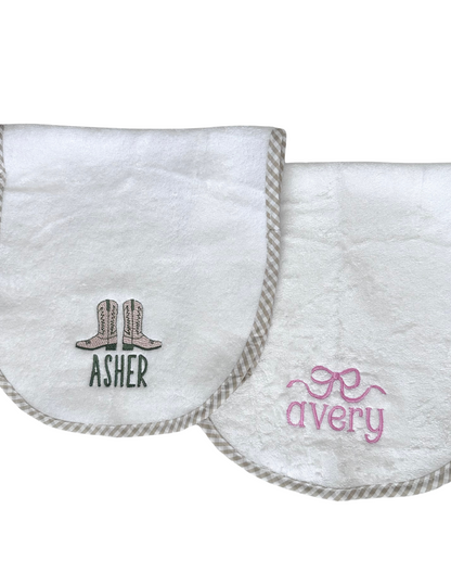 Gingham Trim Burp Cloth