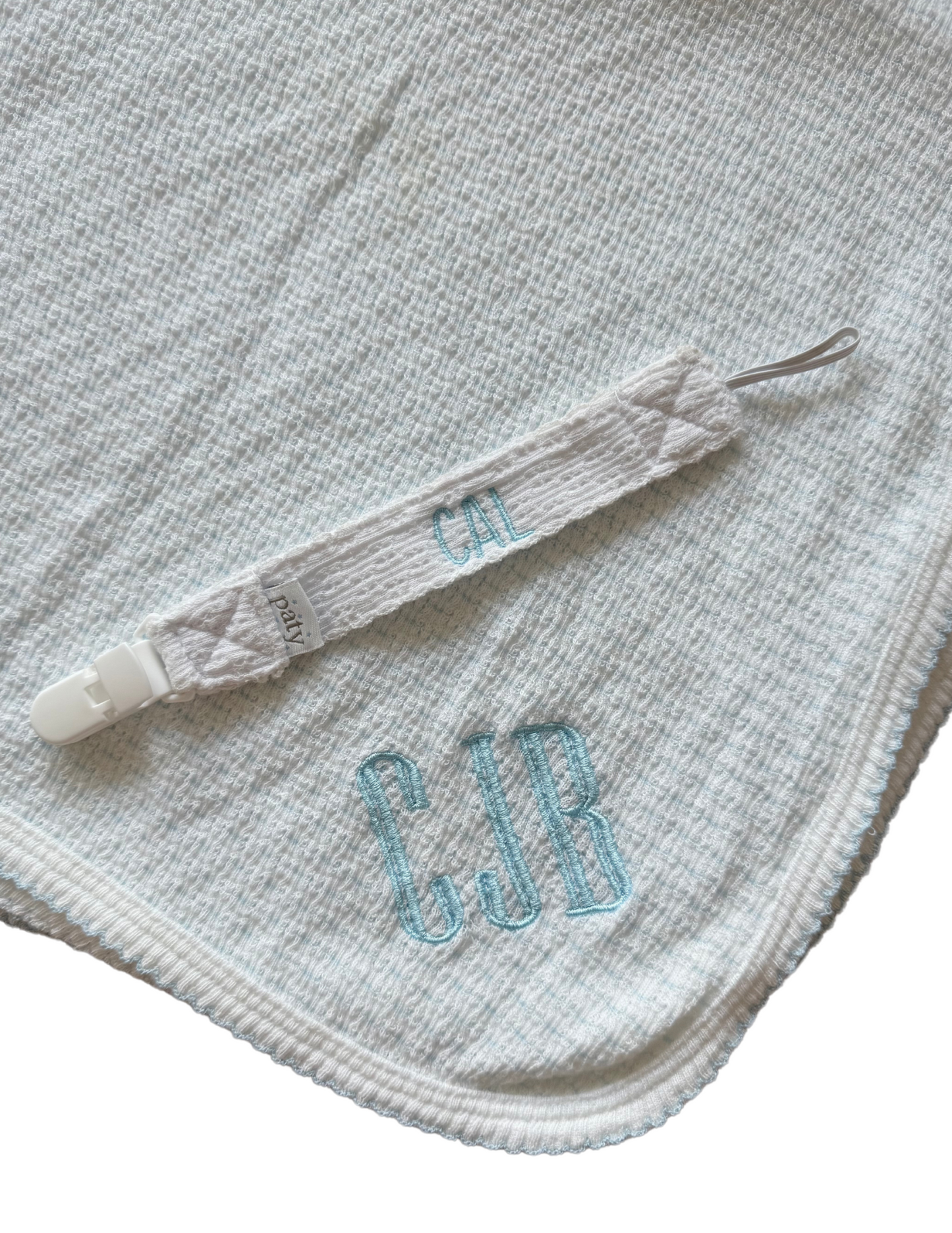 Paty Inc Knit Pacifier Clip - White