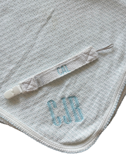 Paty Inc Knit Pacifier Clip - White