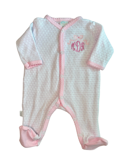Paty Inc Pink Pinstripe Footie