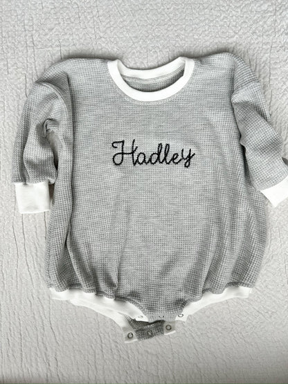 Gray Waffle Bubble Romper
