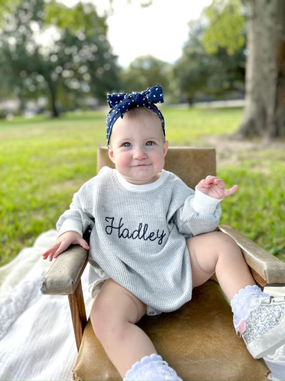 Gray Waffle Bubble Romper