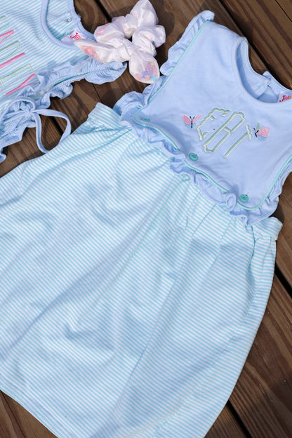 Mint Stripe & Blue Amelia Dress