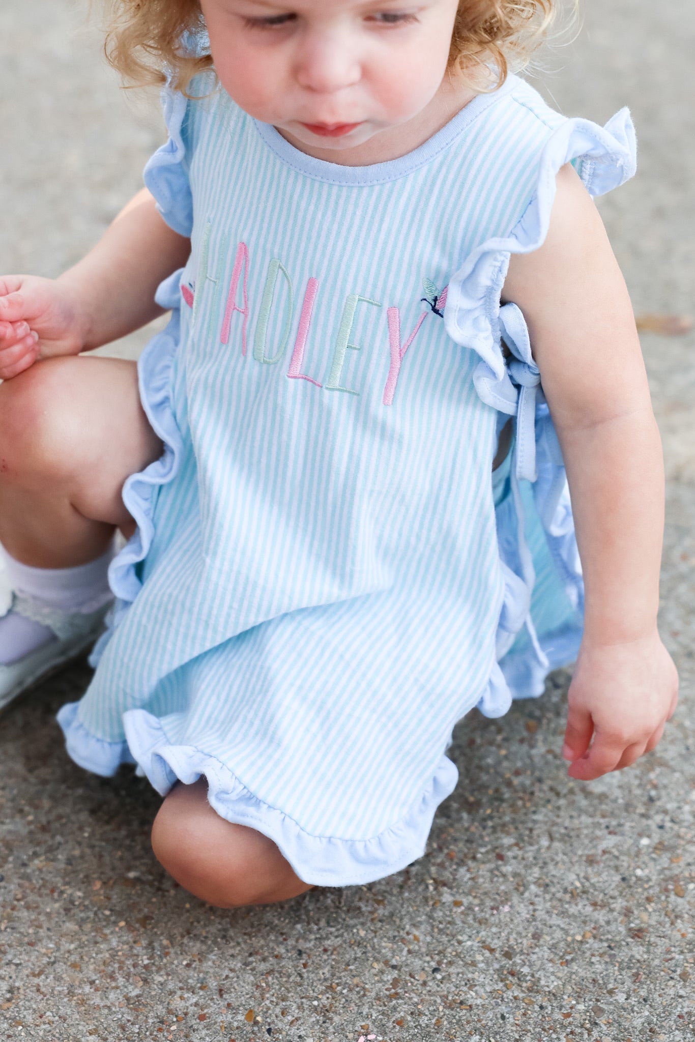 Mint Stripe & Blue Lou Lou Diaper Set