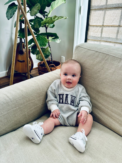 Gray Waffle Bubble Romper