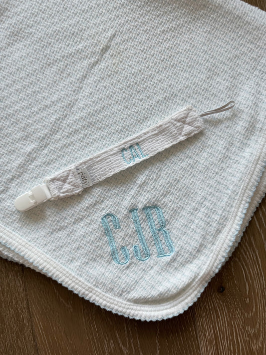 Paty Inc Knit Pacifier Clip - White